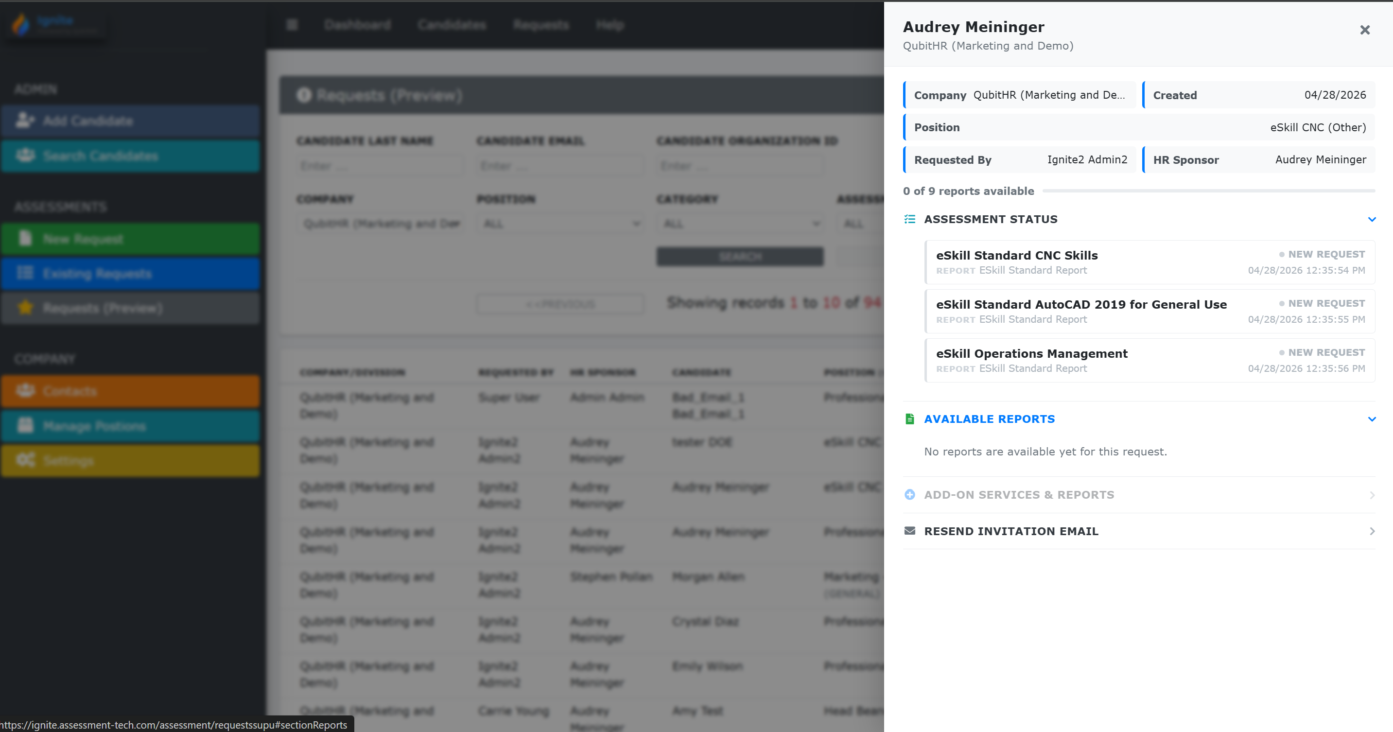 Ignite — request tracking and report status